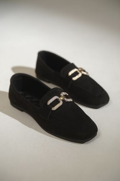 Kadın Toka Detaylı Loafer  Siyah