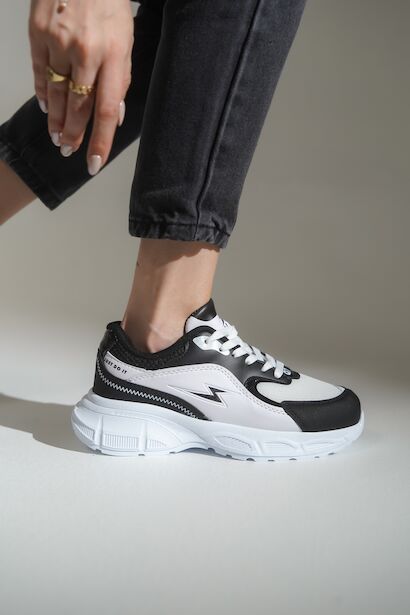 Günlük Spor Ayakkabı Kadın Sneaker  Siyah Beyaz