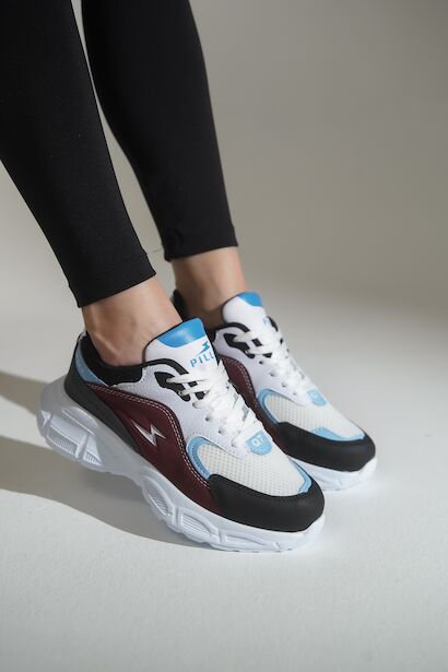 Günlük Spor Ayakkabı Kadın Sneaker  BEYAZ BORDO