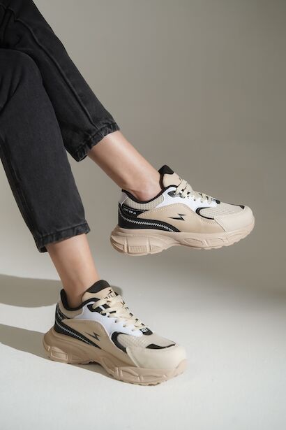 Günlük Spor Ayakkabı Kadın Sneaker  Bej