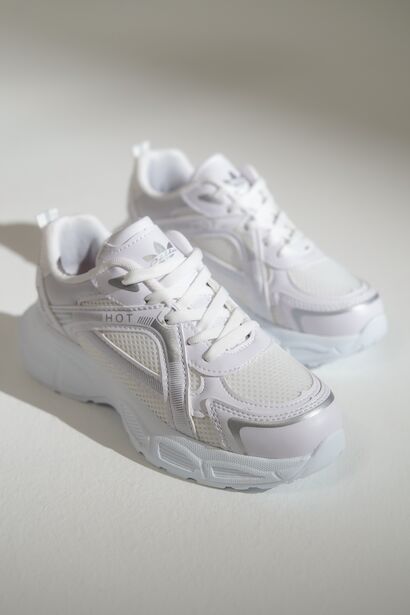 Bağcıklı Kadın Sneaker Spor Ayakkabı  Bej