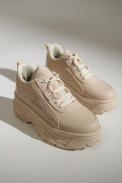 Yüksek Taban Günlük Kadın Sneaker  Bej