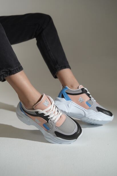 Yüksek Taban Bağcıklı Spor Ayakkabı Kadın Sneaker  Çok Renkli