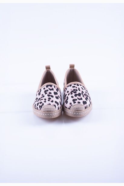Vegan Leopar Kadın Espadril Ayakkabı  Bej Leopar