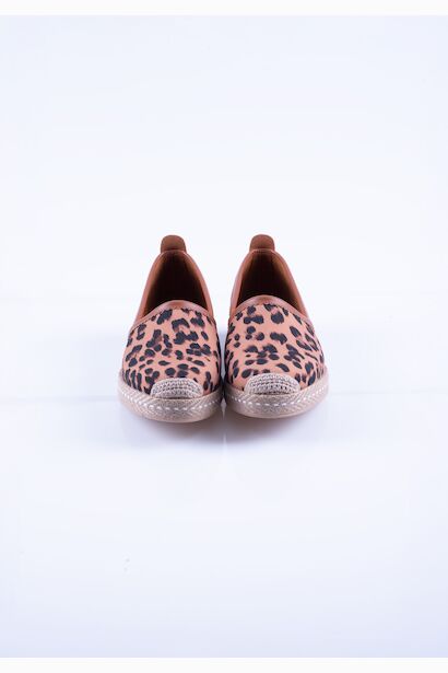 Vegan Leopar Kadın Espadril Ayakkabı  Taba